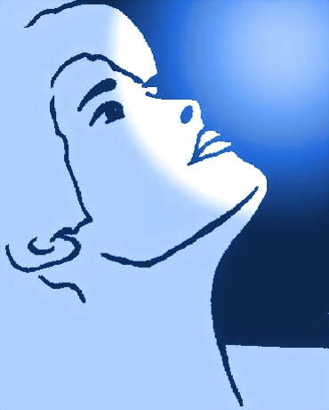 WOMAN LOOKING UP -- BLUE